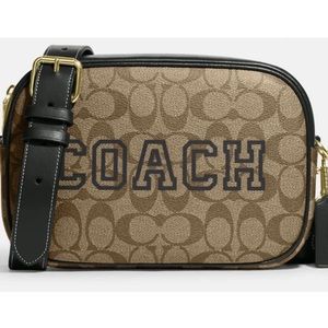 COACH Jamie Medium Varsity Signature Amazon Green Camera Crossbody Bag
